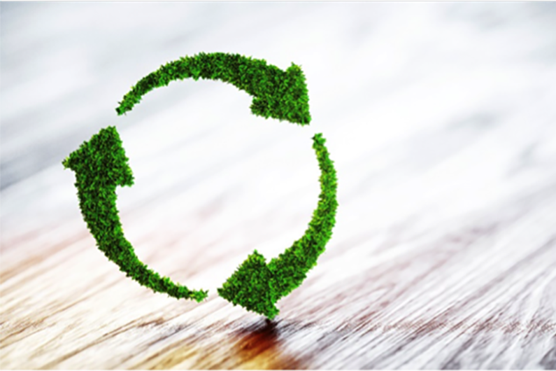 Recycle round symbol made from grass